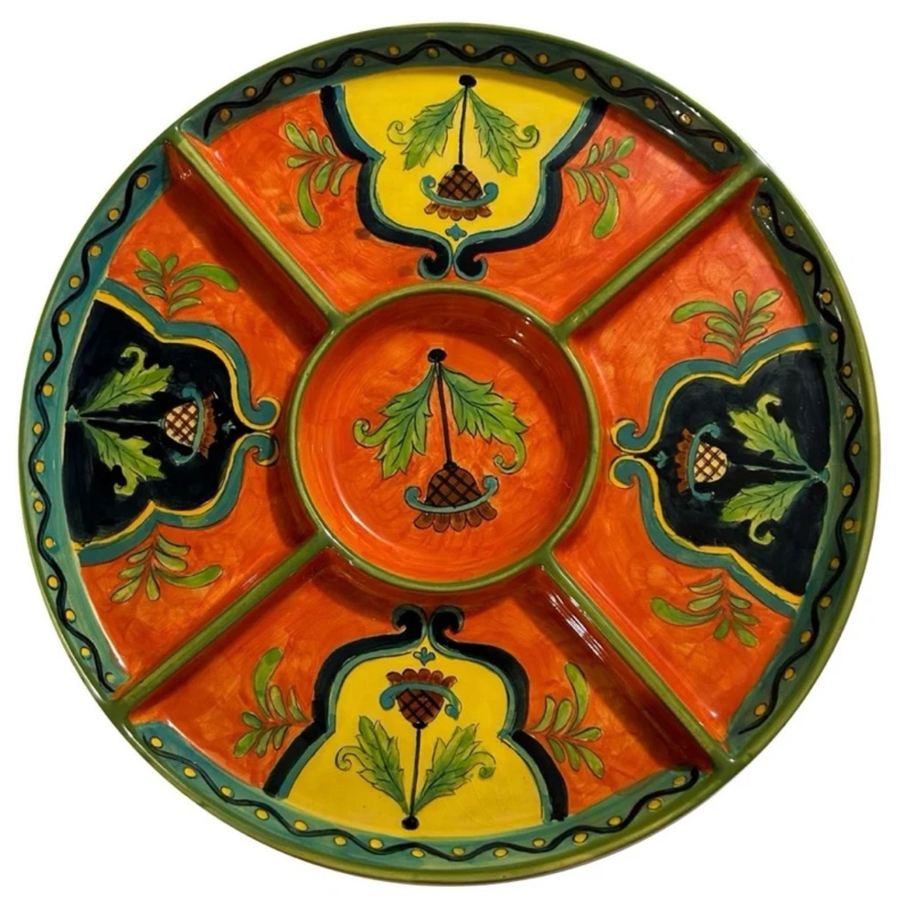 New Talavera Pottery Food Serving Tray Divided Sections